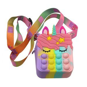 Kid's Pop-It Bubble Unicorn And Fruits Fidget Crossbody Handbag (Rainbow)